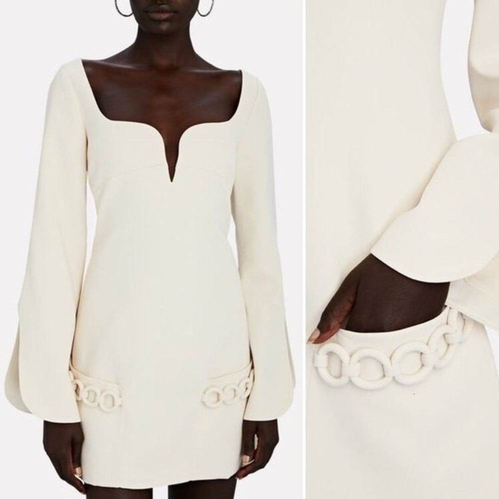 Alexis Cream Azize Split Sleeve Chain Mini Dress Size Small - Picture 15 of 16